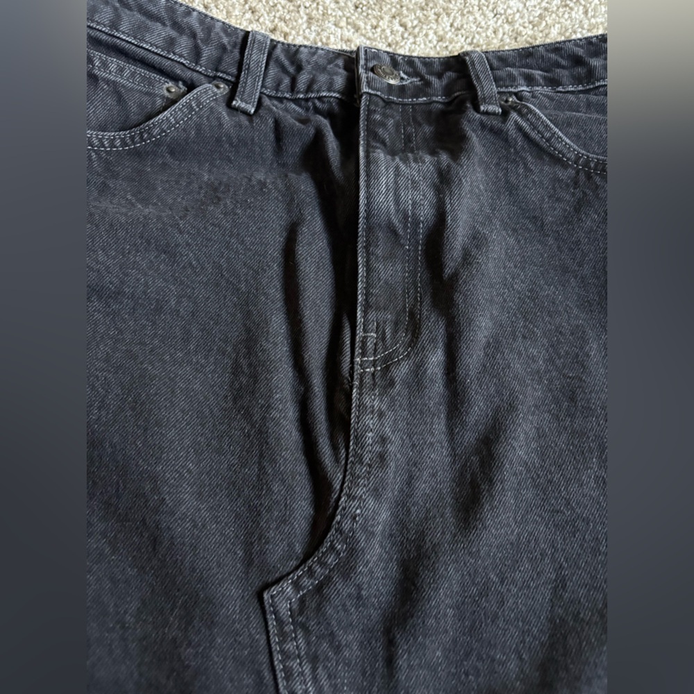 Topshop Charcoal A-Line Denim Skirt - Picture 2 of 5